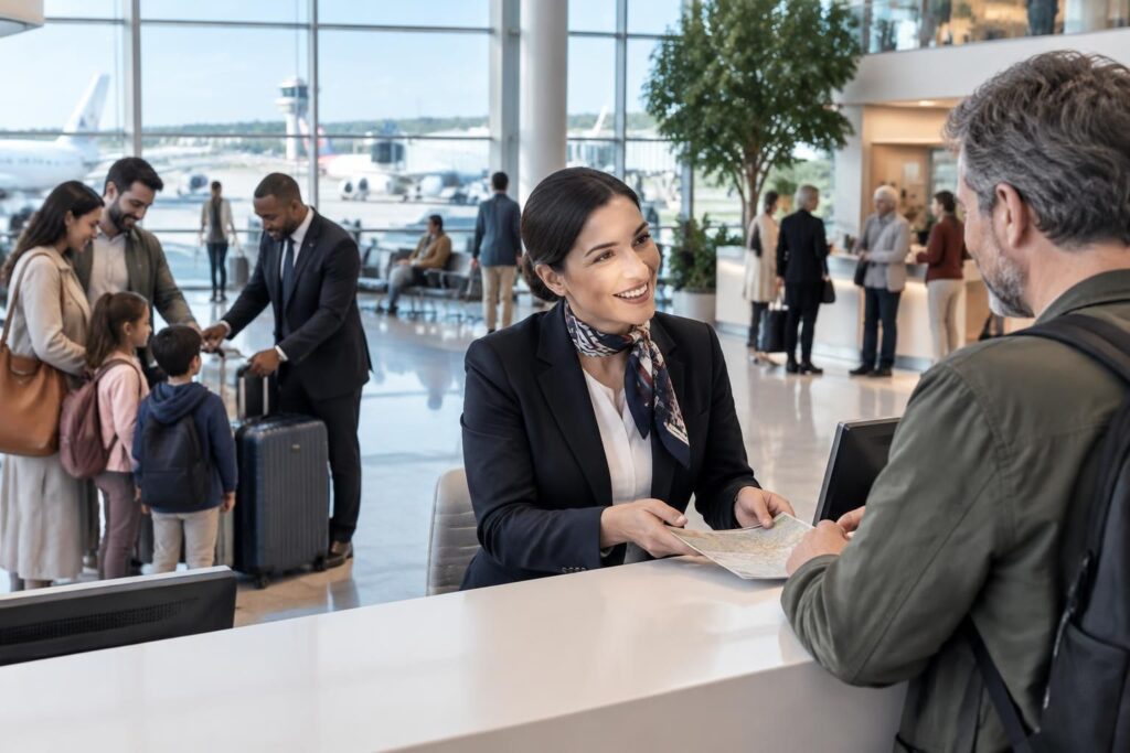 découvrez les missions, compétences et opportunités de recrutement des agents d’accueil dans les aéroports et les collectivités.